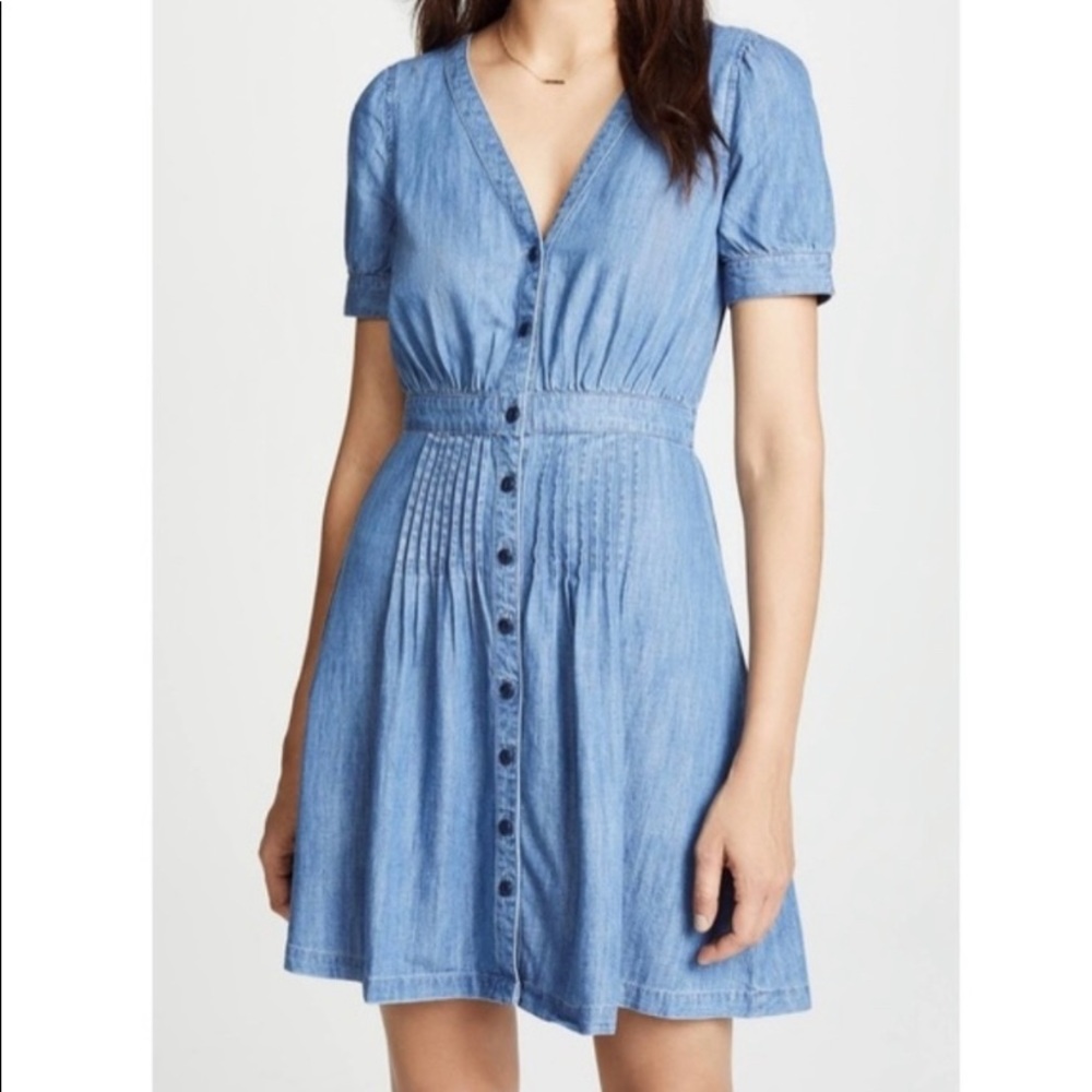 Madewell Blue Denim Daylily Dress V Neck.